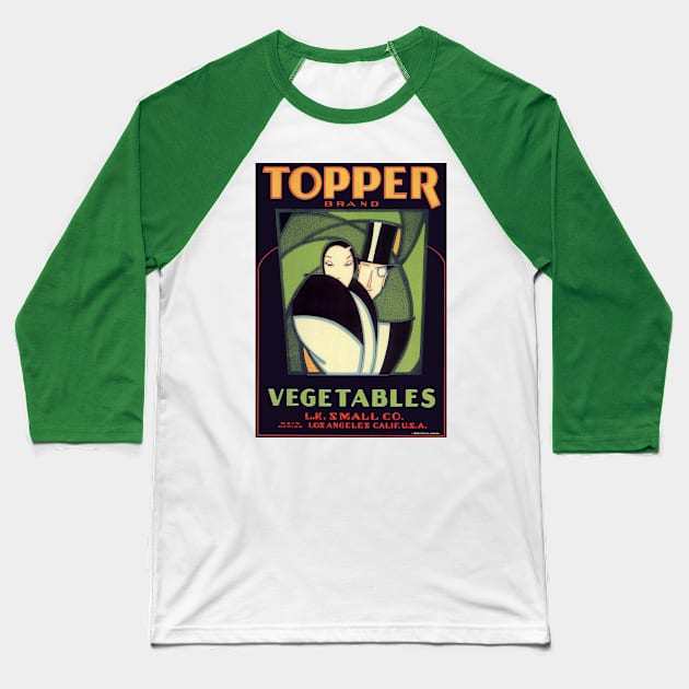 Vintage Topper Brand Vegetables Label Baseball T-Shirt by MasterpieceCafe